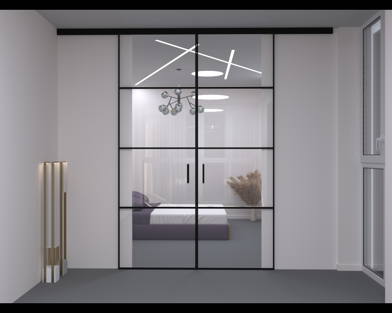 Скляна Loft ПЕРЕГОРОДКА Alnair розсувні двері (з верхнім підвісом)