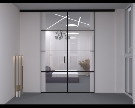 Скляна Loft ПЕРЕГОРОДКА Alnair розсувні двері (з верхнім підвісом)
