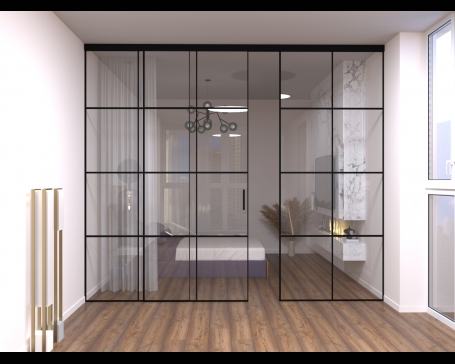 Скляна Loft ПЕРЕГОРОДКА Altais розсувна (З верхнім підвісом)