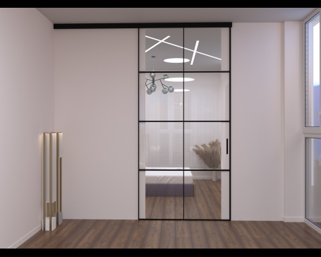 Розсувні двері LOFT Fafnir зі склом (з верхнім підвісом)