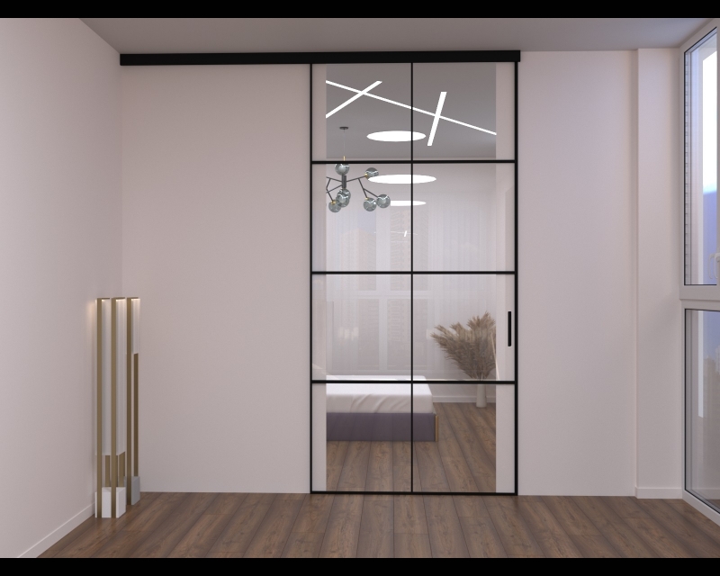 Розсувні двері LOFT Fafnir зі склом (з верхнім підвісом)