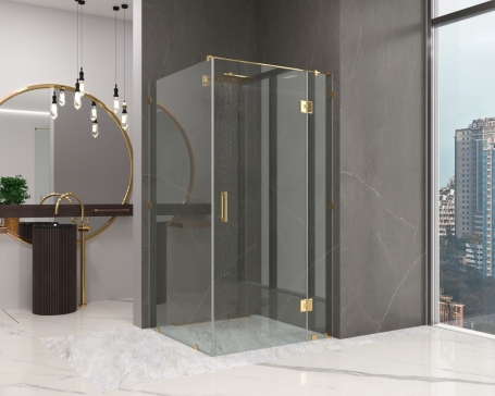 Душова кабіна кутова SENSETIVE GOLD в золотій фурнітурі